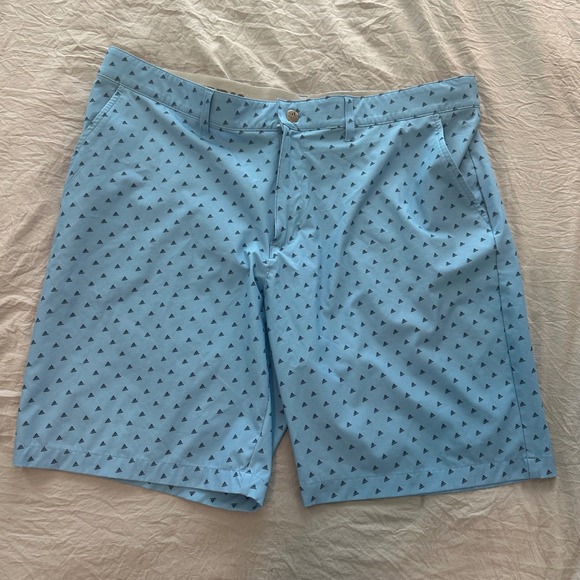 adidas Other - Adidas Golf Shorts Mens 38 Light Blue All Over Triangle Logo Print‎ Performance